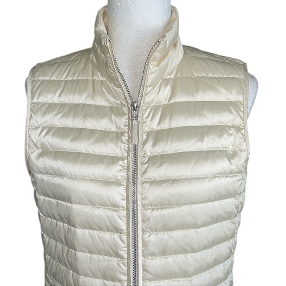 Lafayette 148 Scout Ivory Quilted Down Zip Front Puffer Vest Jacket - S - Picture 4 of 13